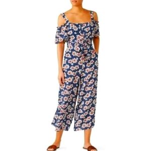 M.i.h jeans elodie 70s print floral silk romper blue XS